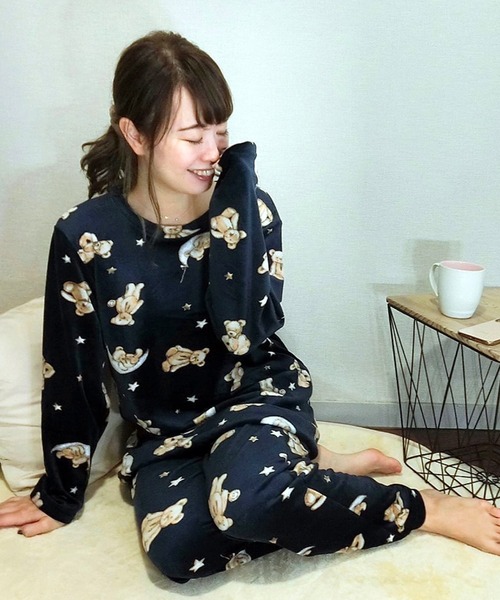 【即日発送‼️】テディベア ルームウェアセット セール】【ぷちもこ素材】おやすみテディベア柄ルームウェア