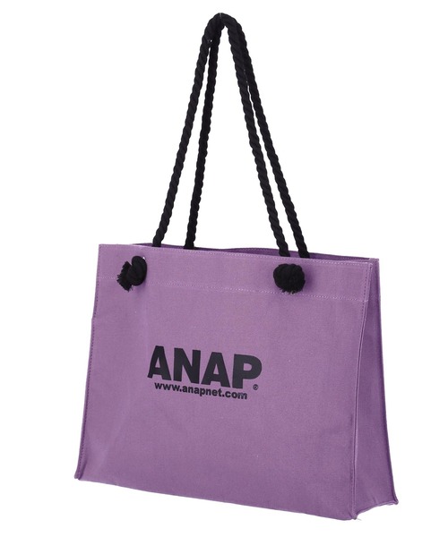 ANAP（アナップ）の「ANAPロゴキャンバスビッグトートバッグ（トートバッグ・レディース・パープル/ライトベージュ/グレイッシュベージュ・FREE）」の12枚目の写真