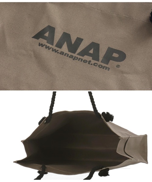 ANAP（アナップ）の「ANAPロゴキャンバスビッグトートバッグ（トートバッグ・レディース・パープル/ライトベージュ/グレイッシュベージュ・FREE）」の13枚目の写真