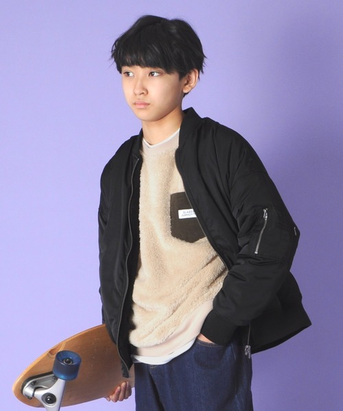 GLAZOS（グラソス）の「薄中綿入り・リバーシブルMA-1（MA-1・キッズ・ブラック/カーキ/ブラウン・130cm/140cm/150cm/160cm/170cm）」の2枚目の写真