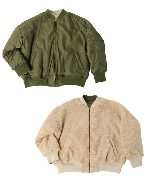 GLAZOS（グラソス）の「薄中綿入り・リバーシブルMA-1（MA-1・キッズ・ブラック/カーキ/ブラウン・130cm/140cm/150cm/160cm/170cm）」の9枚目の写真