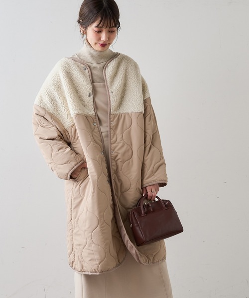 natural couture（ナチュラルクチュール）の「ボア切替中綿コート