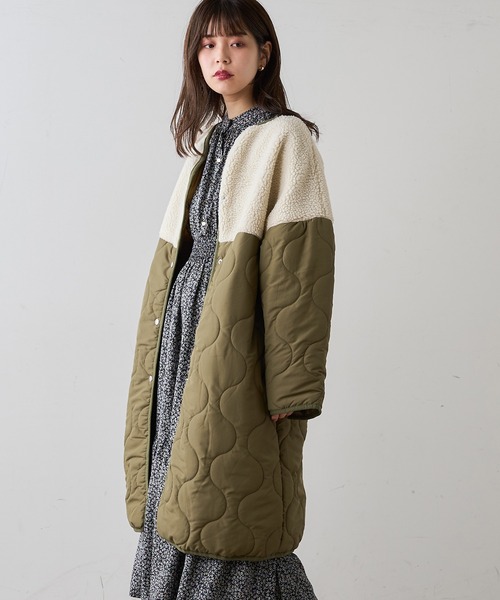 natural couture（ナチュラルクチュール）の「ボア切替中綿コート