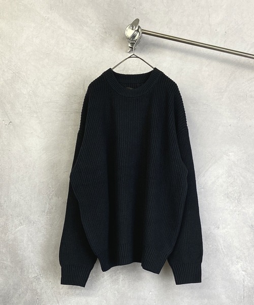 Beno(ビーノ)の「C/A ハイバルキー 片畦 ルーズ クルーネック ニット(ニット/セーター・メンズ・ホワイト/チャコールグレー/ライトグレー/ブラック/ネイビー/ブラウン/グリーン/グレイッシュベージュ・LL/M/L)」の11枚目の写真