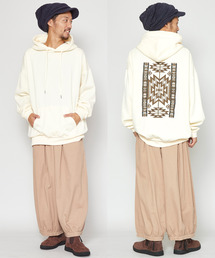【チャイハネ】ネイティブ柄刺繍MEN'Sフードトップス