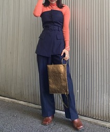 Ameri（アメリ）の「UND CORSET SET STRAIGHT PANTS（つなぎ/オールインワン・レディース）」