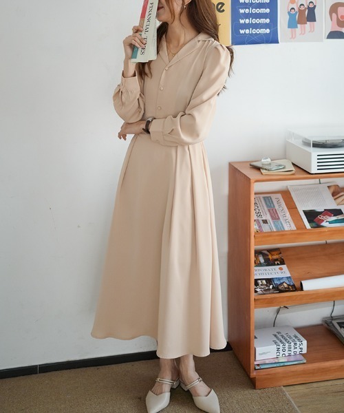 Diosfront(ディオスフロント)の「開襟シャツロングワンピース(ワンピース・レディース・ブラック/ベージュ/モカ・S/M/L)」の19枚目の写真