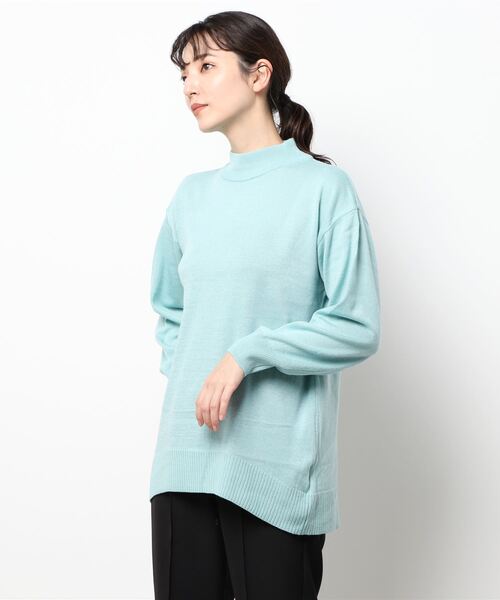 Te chichi TERRASSE（テチチテラス）の「アンゴラ混ハイネックチュニックニット（ニット/セーター・レディース・グレー/オフホワイト/グリーン・ﾌﾘ-）」の3枚目の写真