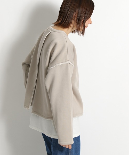 niko and...(ニコアンド)の「ブランケットステッチレイヤードプルオーバー(Tシャツ/カットソー・レディース・ベージュ/ネイビー/ライトグリーン・MEDIUM/LARGE)」の10枚目の写真