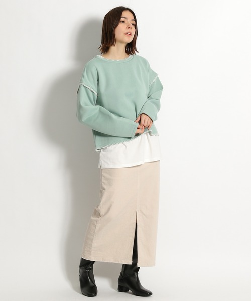 niko and...(ニコアンド)の「ブランケットステッチレイヤードプルオーバー(Tシャツ/カットソー・レディース・ベージュ/ネイビー/ライトグリーン・MEDIUM/LARGE)」の19枚目の写真