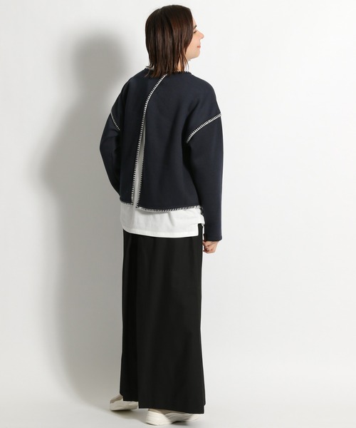 niko and...(ニコアンド)の「ブランケットステッチレイヤードプルオーバー(Tシャツ/カットソー・レディース・ベージュ/ネイビー/ライトグリーン・MEDIUM/LARGE)」の7枚目の写真