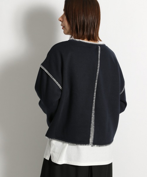 niko and...(ニコアンド)の「ブランケットステッチレイヤードプルオーバー(Tシャツ/カットソー・レディース・ベージュ/ネイビー/ライトグリーン・MEDIUM/LARGE)」の13枚目の写真