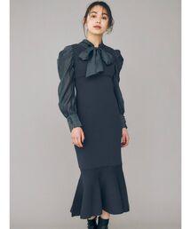 MERCURYDUO | 2WAYリボンパワショルニットドッキングワンピース(ワンピース)