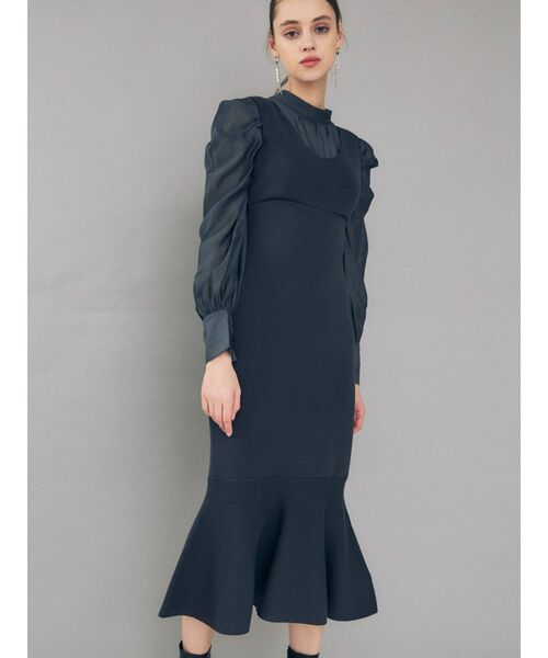 MERCURYDUO(マーキュリーデュオ)の「2WAYリボンパワショルニットドッキングワンピース(ワンピース・レディース・オフホワイト/ネイビー/ピンク・SMALL/MEDIUM)」の13枚目の写真