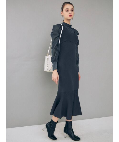 MERCURYDUO(マーキュリーデュオ)の「2WAYリボンパワショルニットドッキングワンピース(ワンピース・レディース・オフホワイト/ネイビー/ピンク・SMALL/MEDIUM)」の16枚目の写真