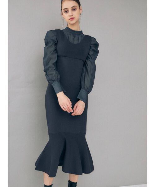 MERCURYDUO(マーキュリーデュオ)の「2WAYリボンパワショルニットドッキングワンピース(ワンピース・レディース・オフホワイト/ネイビー/ピンク・SMALL/MEDIUM)」の14枚目の写真