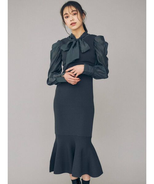 MERCURYDUO(マーキュリーデュオ)の「2WAYリボンパワショルニットドッキングワンピース(ワンピース・レディース・オフホワイト/ネイビー/ピンク・SMALL/MEDIUM)」の22枚目の写真