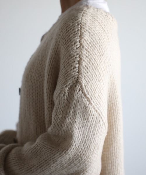 4youstory（フォーユーストーリー）の「ローゲージニットカーディガン（カーディガン/ボレロ・レディース・ブラック/アイボリー/グレイッシュベージュ・FREE）」の10枚目の写真