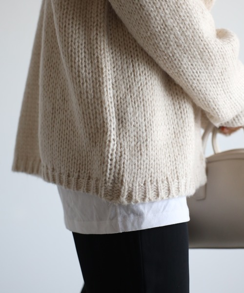 4youstory（フォーユーストーリー）の「ローゲージニットカーディガン（カーディガン/ボレロ・レディース・ブラック/アイボリー/グレイッシュベージュ・FREE）」の12枚目の写真