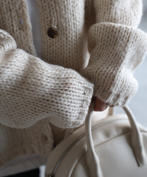 4youstory（フォーユーストーリー）の「ローゲージニットカーディガン（カーディガン/ボレロ・レディース・ブラック/アイボリー/グレイッシュベージュ・FREE）」の13枚目の写真