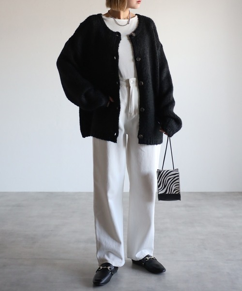 4youstory（フォーユーストーリー）の「ローゲージニットカーディガン（カーディガン/ボレロ・レディース・ブラック/アイボリー/グレイッシュベージュ・FREE）」の14枚目の写真