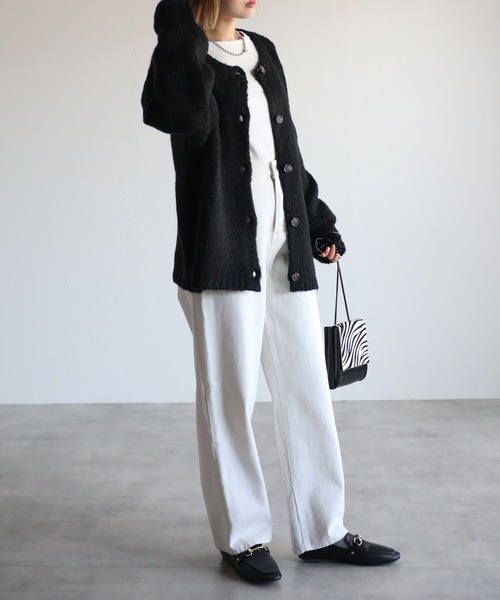 4youstory（フォーユーストーリー）の「ローゲージニットカーディガン（カーディガン/ボレロ・レディース・ブラック/アイボリー/グレイッシュベージュ・FREE）」の15枚目の写真