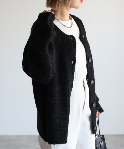 4youstory（フォーユーストーリー）の「ローゲージニットカーディガン（カーディガン/ボレロ・レディース・ブラック/アイボリー/グレイッシュベージュ・FREE）」の17枚目の写真