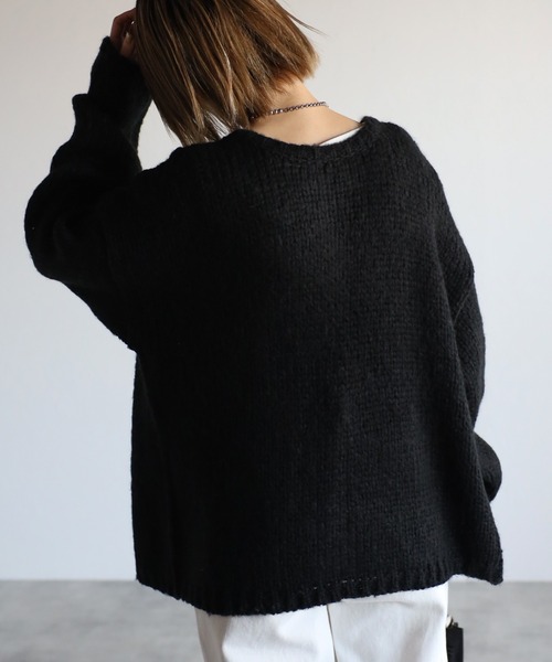 4youstory（フォーユーストーリー）の「ローゲージニットカーディガン（カーディガン/ボレロ・レディース・ブラック/アイボリー/グレイッシュベージュ・FREE）」の18枚目の写真