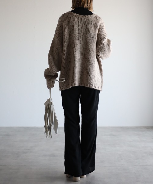 4youstory（フォーユーストーリー）の「ローゲージニットカーディガン（カーディガン/ボレロ・レディース・ブラック/アイボリー/グレイッシュベージュ・FREE）」の21枚目の写真