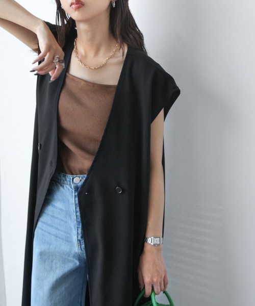 Chillfar（チルファー）の「セミストレッチツイルロングベスト（ベスト・レディース・ブラック/ブラウン/アイボリー・FREE）」の3枚目の写真