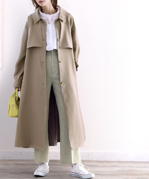 スタンドカラートレンチコート ベージュ　soerte SPRING STAND COLLAR TRENCH CT/スプリングスタンドカラー