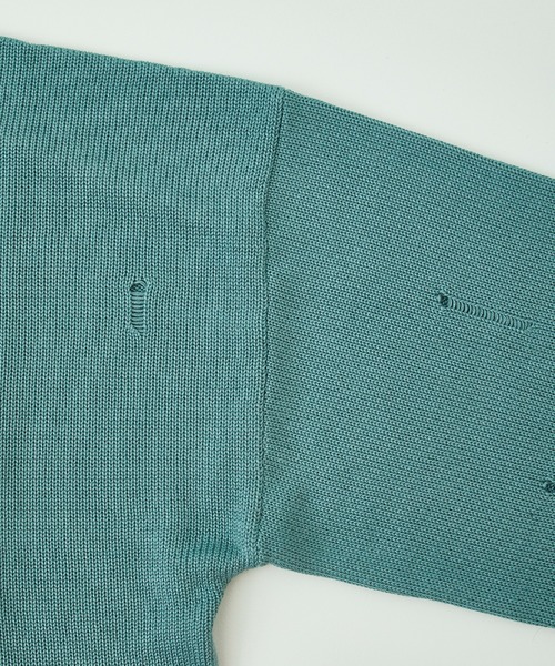 JIEDA(ジエダ)の「OVERSIZED DAMAGE KNIT(ニット/セーター・メンズ・ミント/ブラック・1/2)」の6枚目の写真