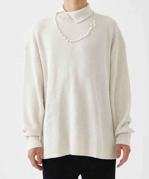LiNoH（リノー）の「7G BRIGHT KNIT TURTLENECK（ニット/セーター・メンズ・ブラック/オフホワイト/イエロー/グリーン・1/2）」の6枚目の写真