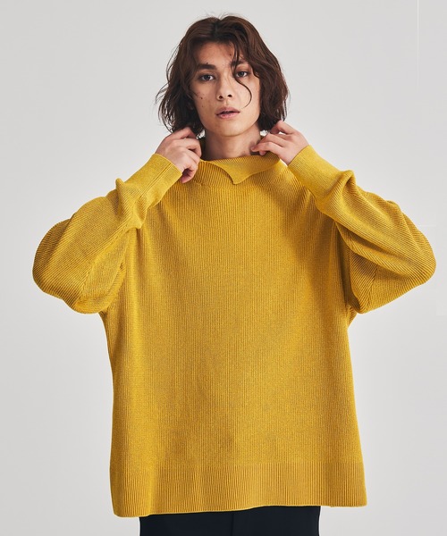LiNoH（リノー）の「7G BRIGHT KNIT TURTLENECK（ニット/セーター・メンズ・ブラック/オフホワイト/イエロー/グリーン・1/2）」の4枚目の写真