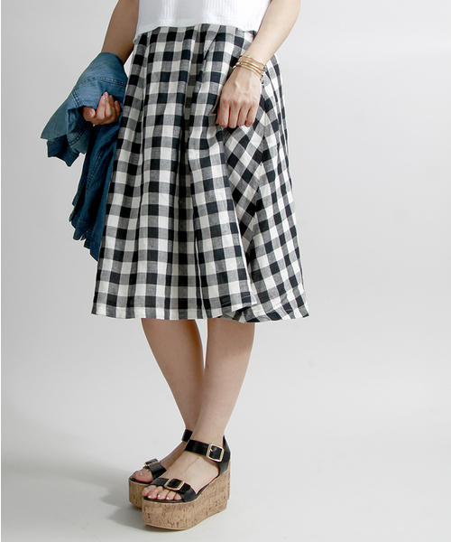 WEGO（ウィゴー）の「WEGO/リネンユニオンスカート（スカート・レディース・ホワイト/ホワイト系その他/ブラック系その他/ブルー系その他・FREE）」の4枚目の写真