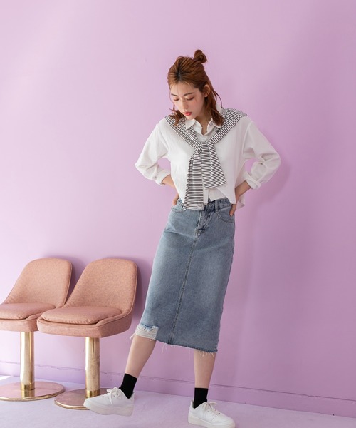 fifth(フィフス)の「肩掛け風ショールセットシャツ(シャツ/ブラウス・レディース・ホワイト・M)」の5枚目の写真