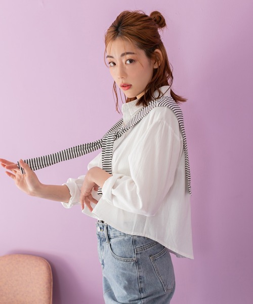 fifth(フィフス)の「肩掛け風ショールセットシャツ(シャツ/ブラウス・レディース・ホワイト・M)」の6枚目の写真