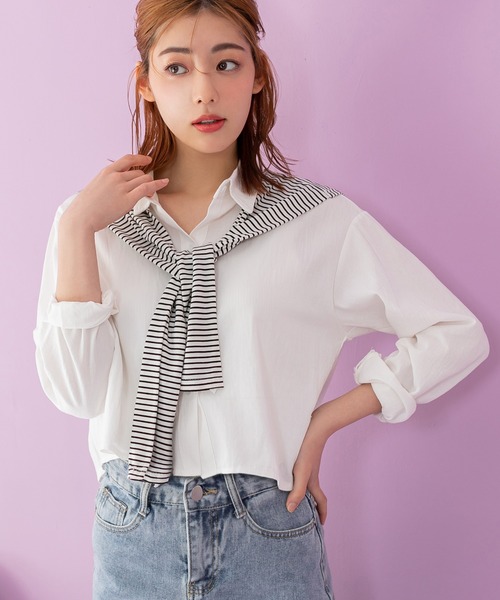 fifth(フィフス)の「肩掛け風ショールセットシャツ(シャツ/ブラウス・レディース・ホワイト・M)」の3枚目の写真