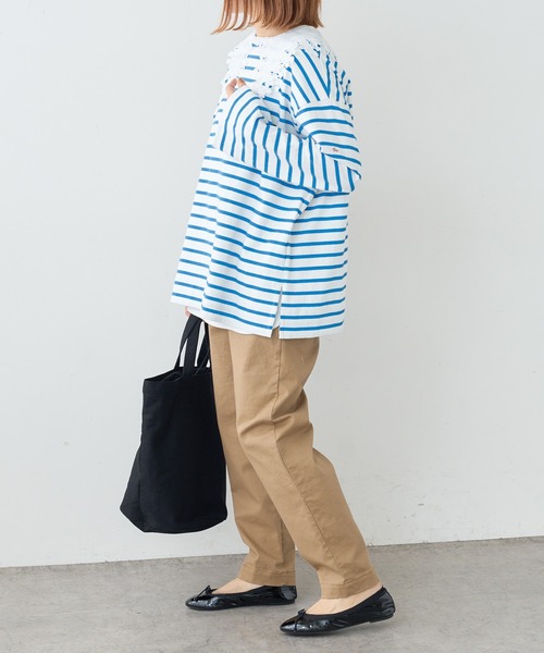 PUAL CE CIN（ピュアルセシン）の「ボーダーBIGロングスリーブ（Tシャツ/カットソー・レディース・グレー/グリーン/ブルー/ピンク・FREE）」の19枚目の写真