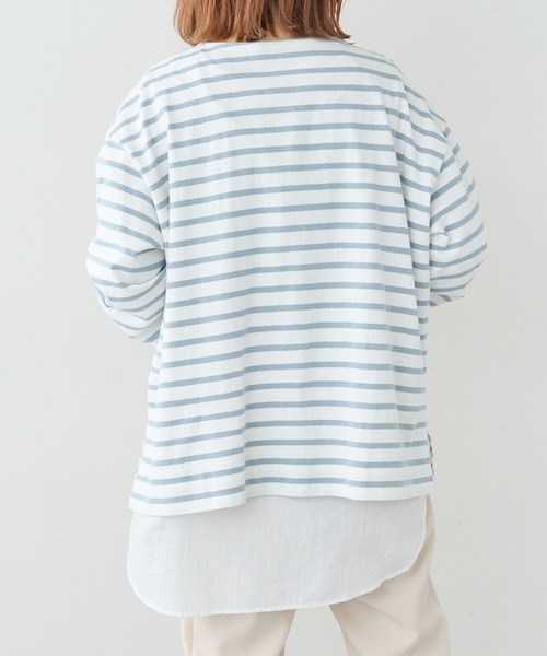 PUAL CE CIN（ピュアルセシン）の「ボーダーBIGロングスリーブ（Tシャツ/カットソー・レディース・グレー/グリーン/ブルー/ピンク・FREE）」の15枚目の写真