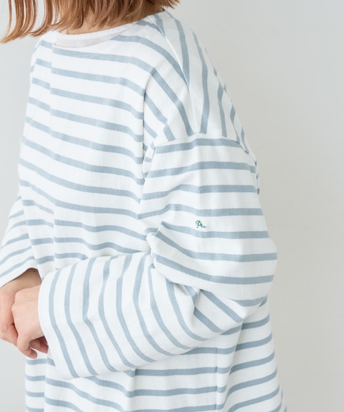 PUAL CE CIN（ピュアルセシン）の「ボーダーBIGロングスリーブ（Tシャツ/カットソー・レディース・グレー/グリーン/ブルー/ピンク・FREE）」の14枚目の写真