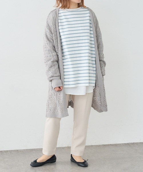 PUAL CE CIN（ピュアルセシン）の「ボーダーBIGロングスリーブ（Tシャツ/カットソー・レディース・グレー/グリーン/ブルー/ピンク・FREE）」の16枚目の写真