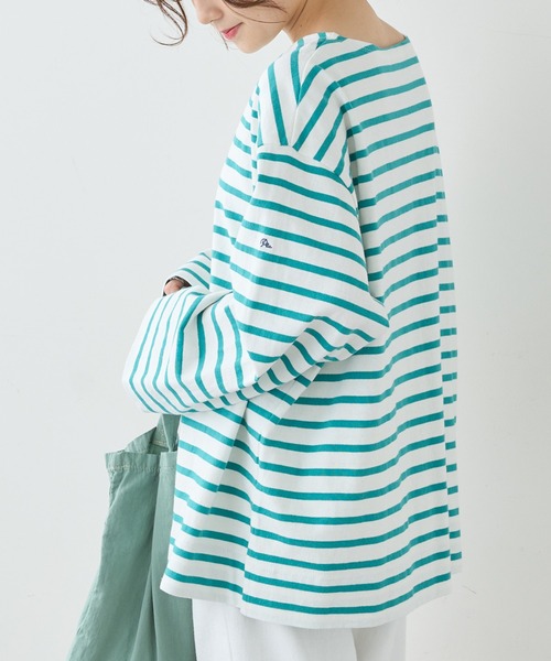 PUAL CE CIN（ピュアルセシン）の「ボーダーBIGロングスリーブ（Tシャツ/カットソー・レディース・グレー/グリーン/ブルー/ピンク・FREE）」の12枚目の写真