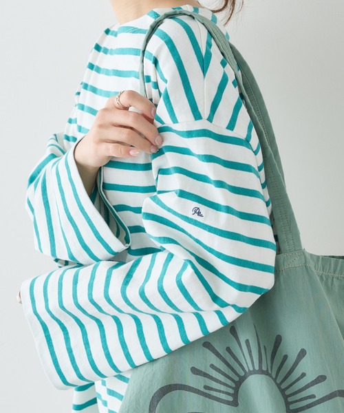 PUAL CE CIN（ピュアルセシン）の「ボーダーBIGロングスリーブ（Tシャツ/カットソー・レディース・グレー/グリーン/ブルー/ピンク・FREE）」の11枚目の写真