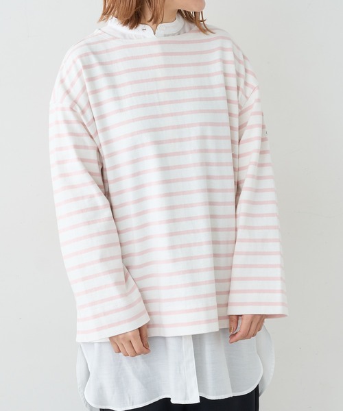 PUAL CE CIN（ピュアルセシン）の「ボーダーBIGロングスリーブ（Tシャツ/カットソー・レディース・グレー/グリーン/ブルー/ピンク・FREE）」の5枚目の写真