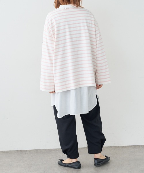 PUAL CE CIN（ピュアルセシン）の「ボーダーBIGロングスリーブ（Tシャツ/カットソー・レディース・グレー/グリーン/ブルー/ピンク・FREE）」の8枚目の写真