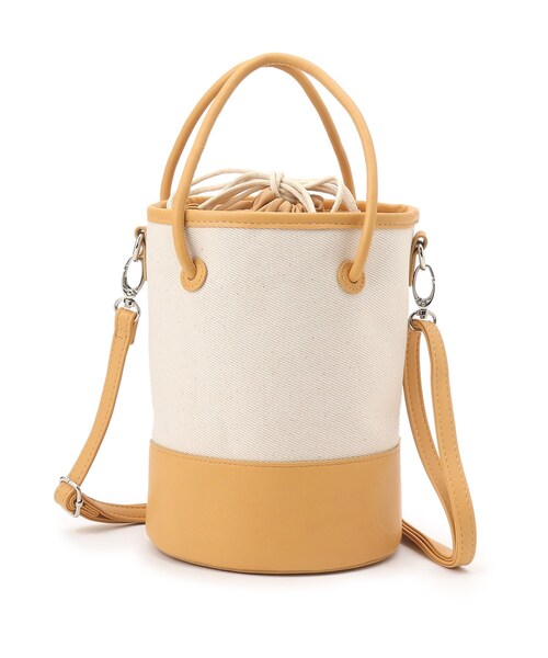 SHOO・LA・RUE(シューラルー)の「◆キャンバスポスト丸手ハンドル2WAYバッグ(ハンドバッグ・レディース・ブラック/ブラウン系/ライトイエロー系8/レッド系1・00)」の1枚目の写真