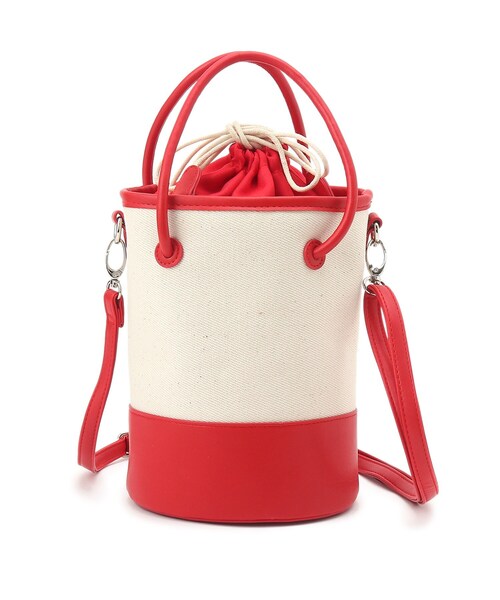 SHOO・LA・RUE(シューラルー)の「◆キャンバスポスト丸手ハンドル2WAYバッグ(ハンドバッグ・レディース・ブラック/ブラウン系/ライトイエロー系8/レッド系1・00)」の4枚目の写真