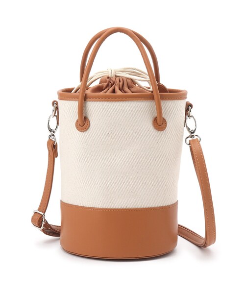 SHOO・LA・RUE(シューラルー)の「◆キャンバスポスト丸手ハンドル2WAYバッグ(ハンドバッグ・レディース・ブラック/ブラウン系/ライトイエロー系8/レッド系1・00)」の6枚目の写真