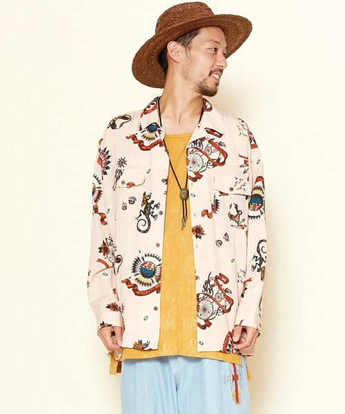 チャイハネ（チャイハネ）の「【チャイハネ】サンティーMEN'Sシャツ（シャツ/ブラウス・メンズ・ブラック/ベージュ/パープル/カーキ/ターコイズブルー・FREE）」の3枚目の写真